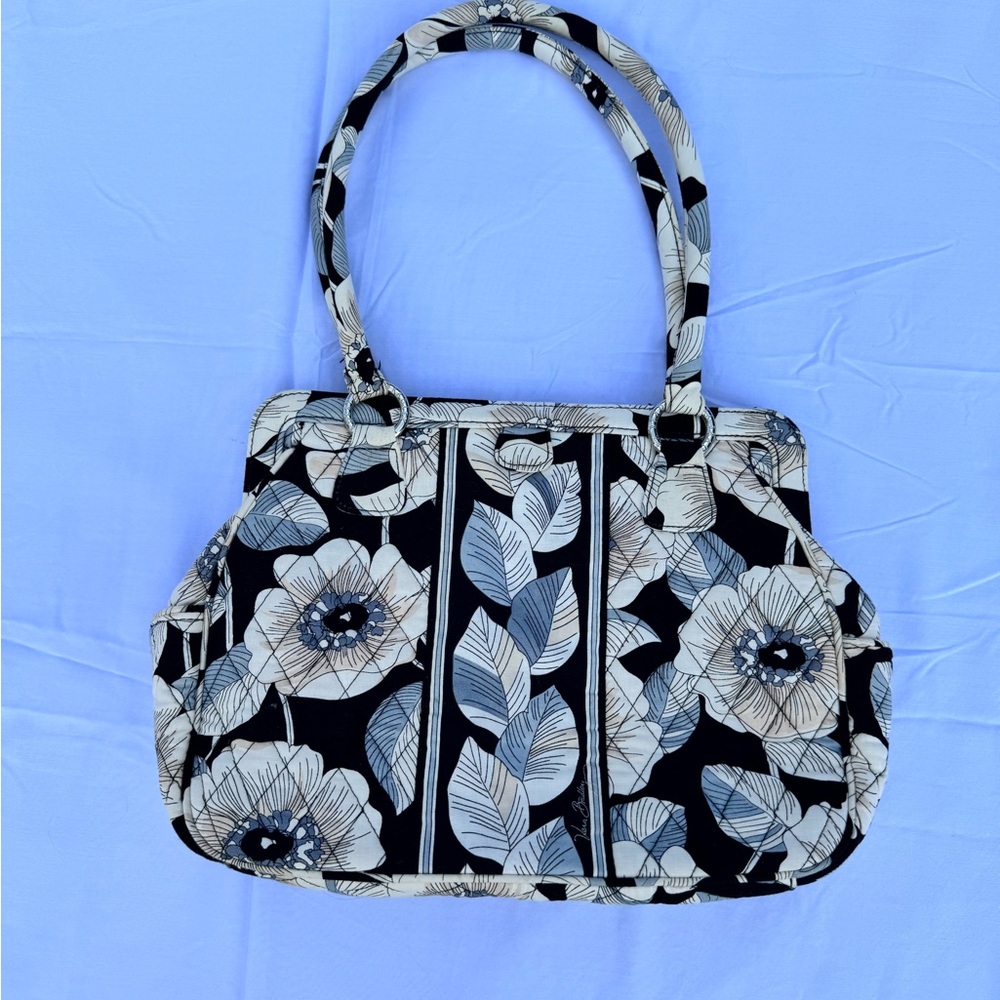 Vera Bradley Camelia frame Floral  Black and White Women's Bag